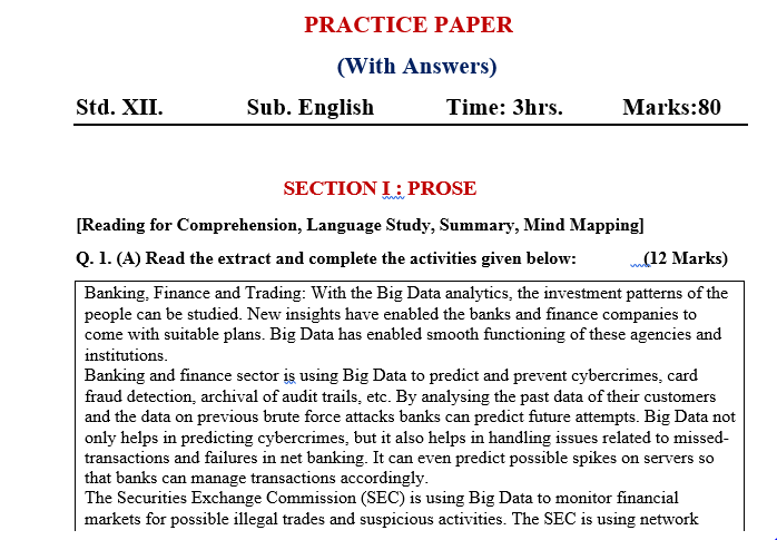 Sample Practice Paper With Answer Sheet