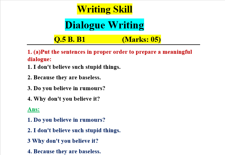 Dialogue Writing( Writing Skill )