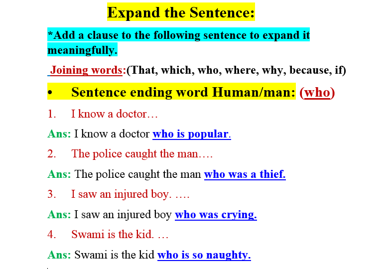 Expand the Sentence » englishforlearner