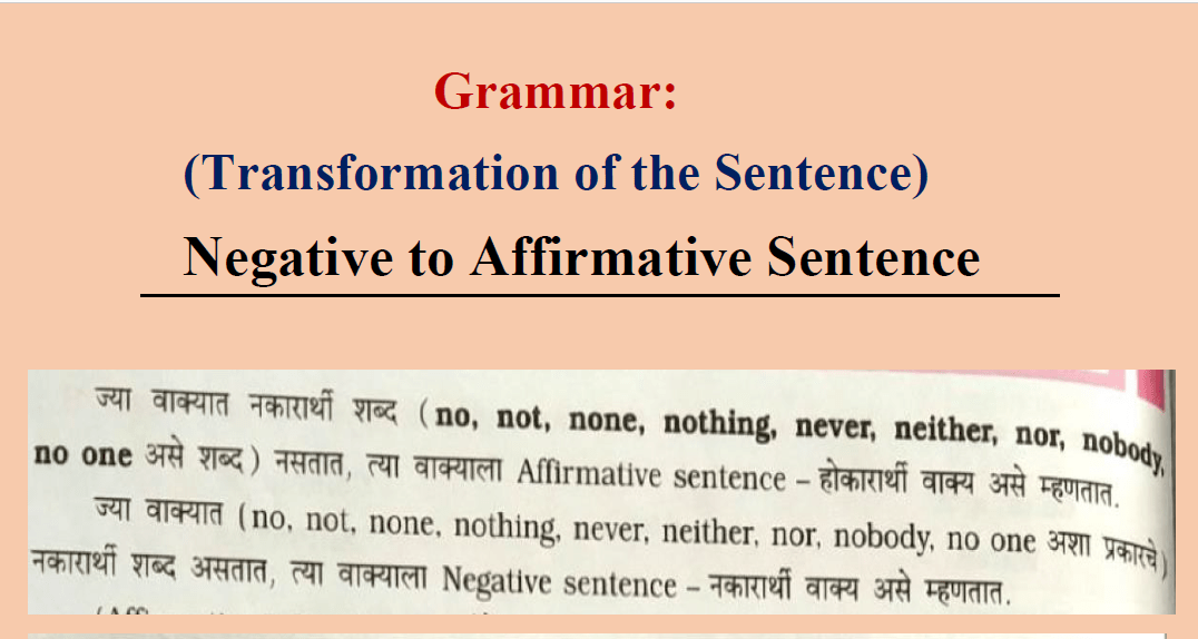 Transformation of Sentence: