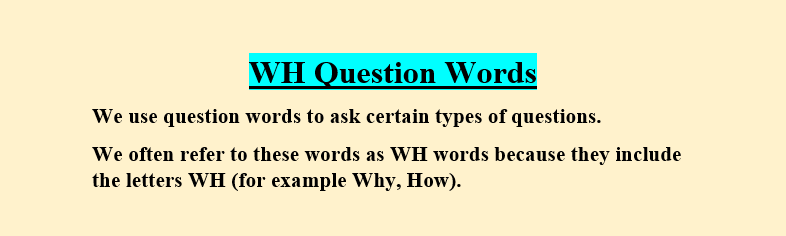 Question Words in English
