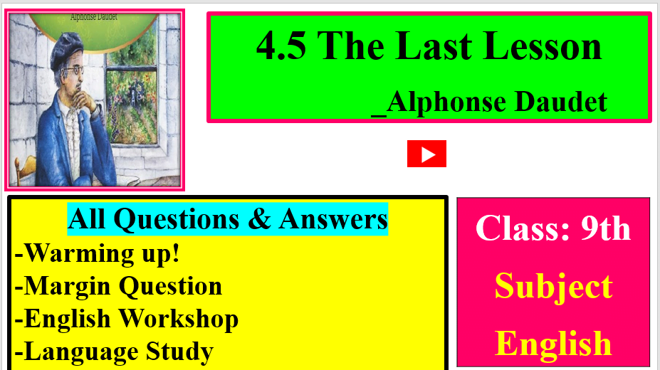 The Last Lesson MCQ Questions for Class 12 English Free PDF