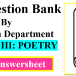SSC Question Bank By Education Department Section 03 Poetry Questions With Answers