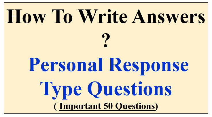 Textual Personal Response Questions Std.10th